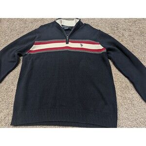 U.S. POLO ASSN Men’s Sz L Navy 1/4 Zip Knit Long Sleeve Pullover Sweater EUC